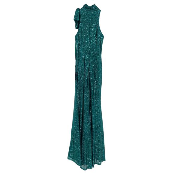 MAC DUGGAL Dress Size 0 Evening Gown Sequin Green NEW Soft Tie Halter Neck - Picture 7 of 8